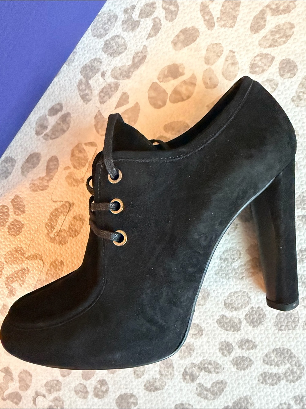 Stuart Weitzman Black Suede Lace-Up High Heel Boot Wallapalooza 8.5M